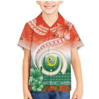 Penama Vanuatu Family Matching Mermaid Dress and Hawaiian Shirt Hibiscus Sand Drawing with Pacific Pattern LT9 Son's Shirt Red Art - Polynesian Pride