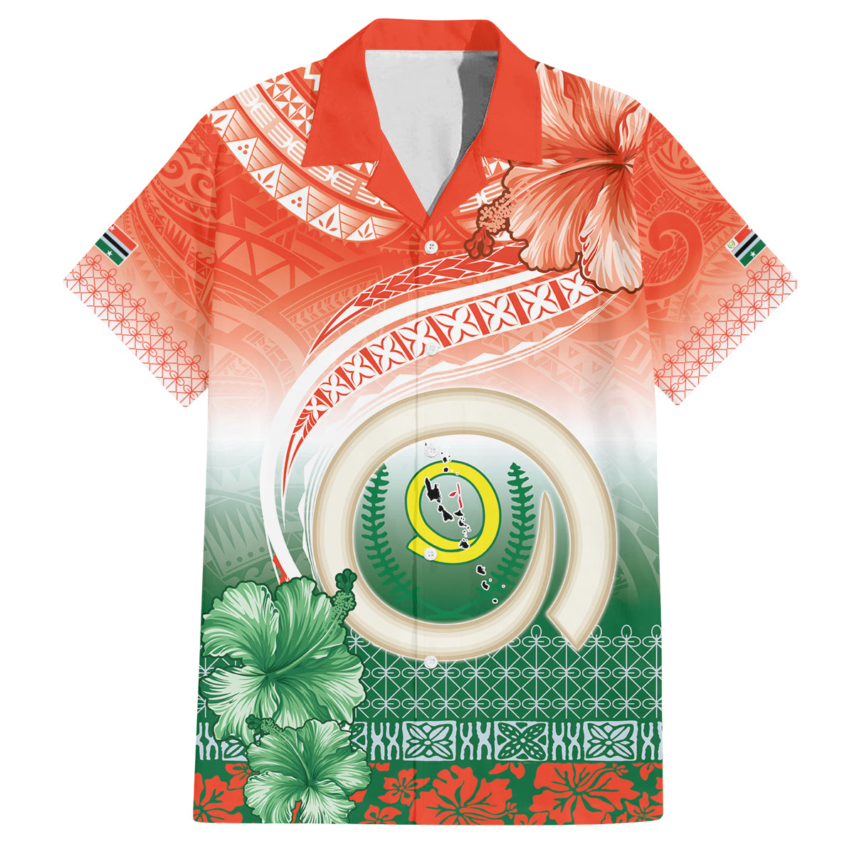 Penama Vanuatu Family Matching Off Shoulder Maxi Dress and Hawaiian Shirt Hibiscus Sand Drawing with Pacific Pattern LT9 Dad's Shirt - Short Sleeve Red Art - Polynesian Pride