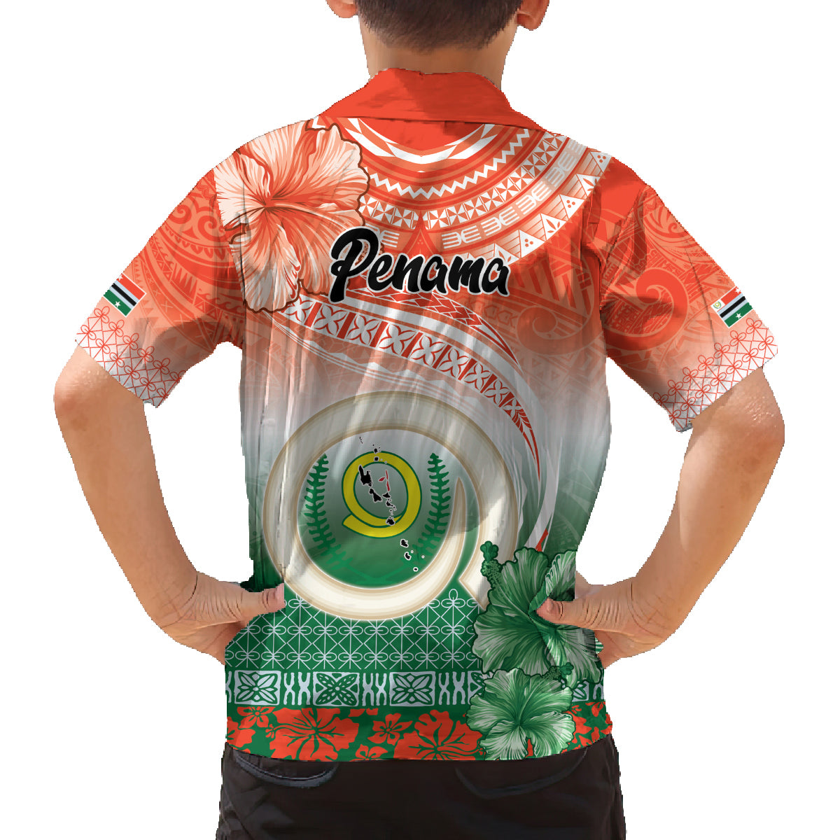Penama Vanuatu Family Matching Off Shoulder Short Dress and Hawaiian Shirt Hibiscus Sand Drawing with Pacific Pattern LT9 - Polynesian Pride