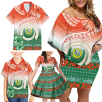Penama Vanuatu Family Matching Off Shoulder Short Dress and Hawaiian Shirt Hibiscus Sand Drawing with Pacific Pattern LT9 - Polynesian Pride