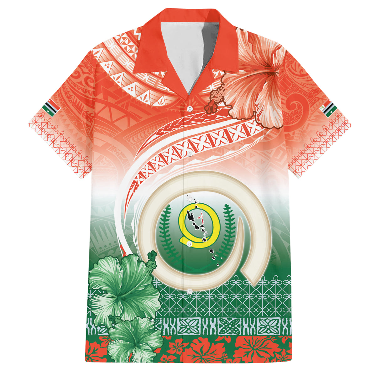 Penama Vanuatu Family Matching Short Sleeve Bodycon Dress and Hawaiian Shirt Hibiscus Sand Drawing with Pacific Pattern LT9 Dad's Shirt - Short Sleeve Red Art - Polynesian Pride