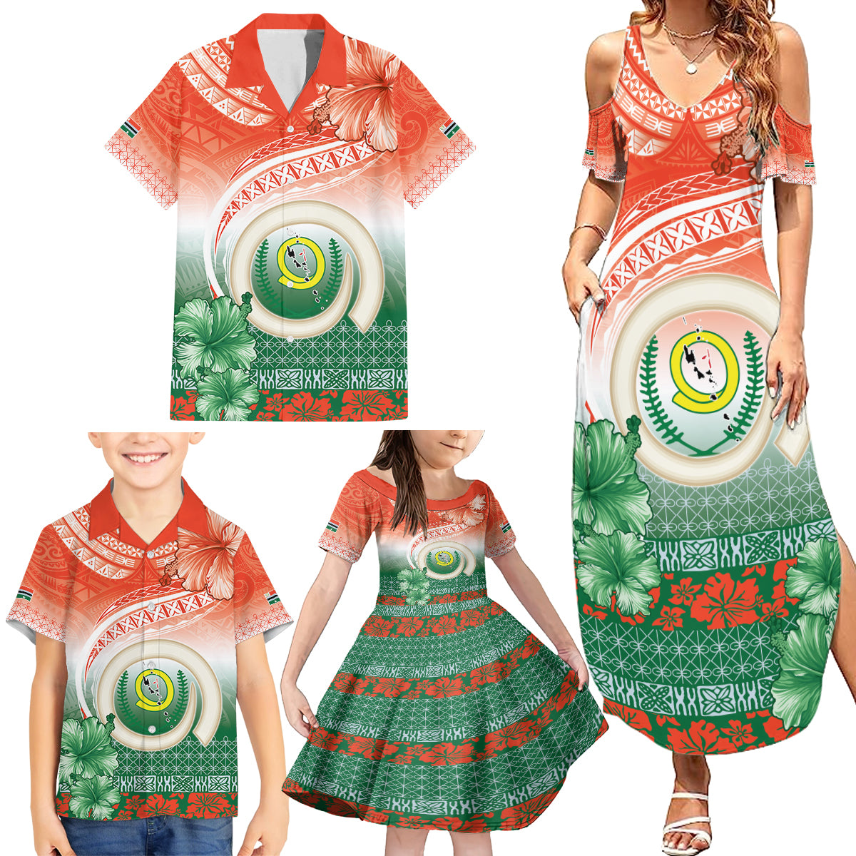 Penama Vanuatu Family Matching Summer Maxi Dress and Hawaiian Shirt Hibiscus Sand Drawing with Pacific Pattern LT9 - Polynesian Pride