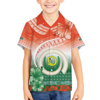 Penama Vanuatu Family Matching Tank Maxi Dress and Hawaiian Shirt Hibiscus Sand Drawing with Pacific Pattern LT9 Son's Shirt Red Art - Polynesian Pride