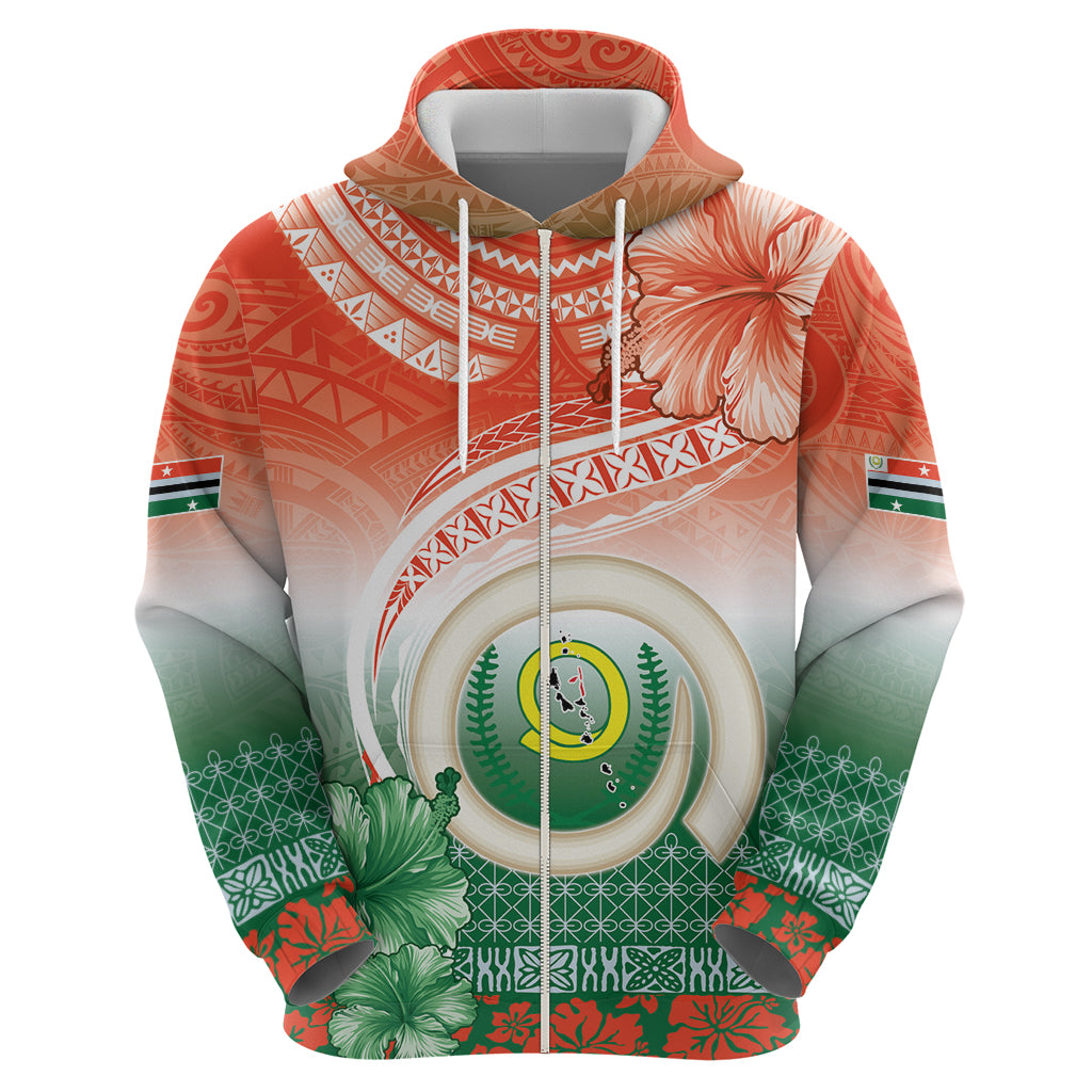 Penama Vanuatu Hoodie Hibiscus Sand Drawing with Pacific Pattern