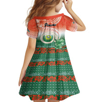 Penama Vanuatu Kid Short Sleeve Dress Hibiscus Sand Drawing with Pacific Pattern