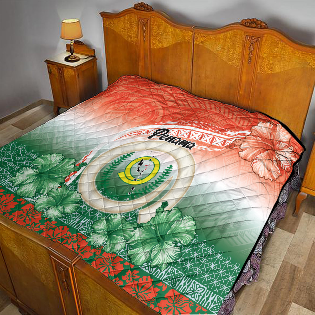 Penama Vanuatu Quilt Hibiscus Sand Drawing with Pacific Pattern LT9 - Polynesian Pride