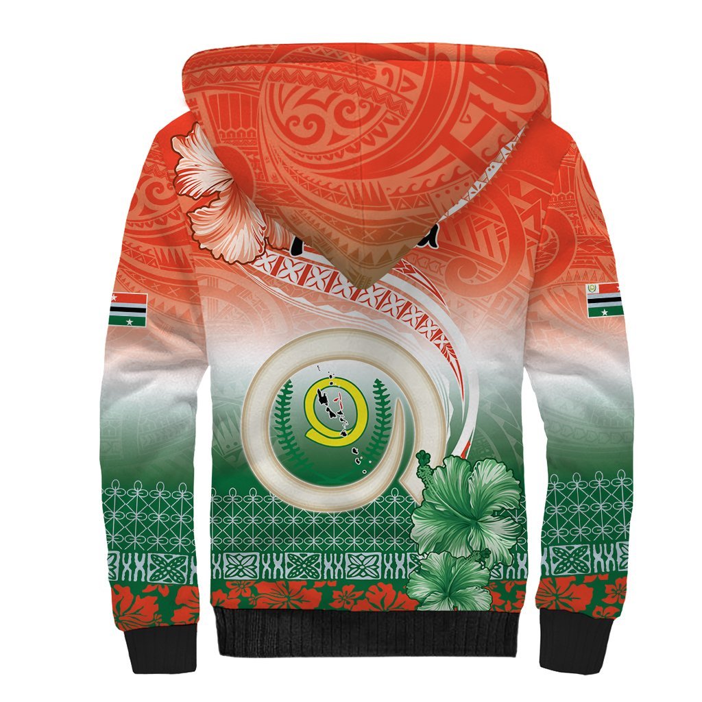Penama Vanuatu Sherpa Hoodie Hibiscus Sand Drawing with Pacific Pattern LT9 - Polynesian Pride
