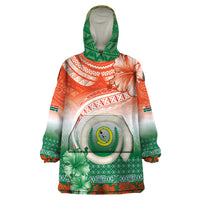 Penama Vanuatu Wearable Blanket Hoodie Hibiscus Sand Drawing with Pacific Pattern LT9 One Size Red Art - Polynesian Pride
