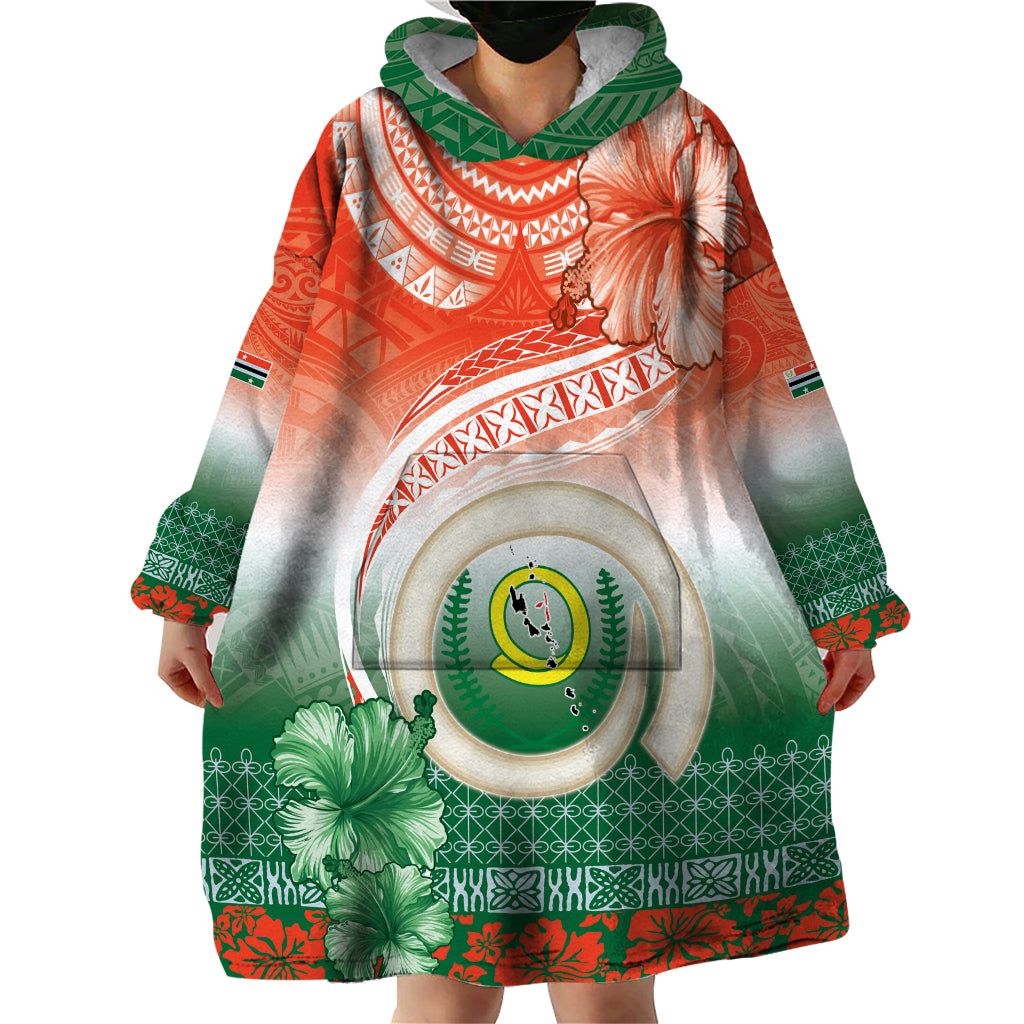 Penama Vanuatu Wearable Blanket Hoodie Hibiscus Sand Drawing with Pacific Pattern LT9 - Polynesian Pride