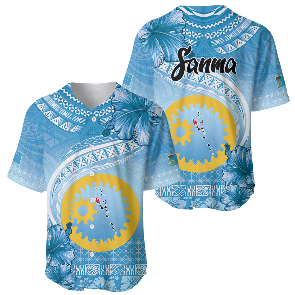 Sanma Vanuatu Baseball Jersey Hibiscus Sand Drawing with Pacific Pattern LT9 - Polynesian Pride