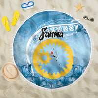 Sanma Vanuatu Beach Blanket Hibiscus Sand Drawing with Pacific Pattern