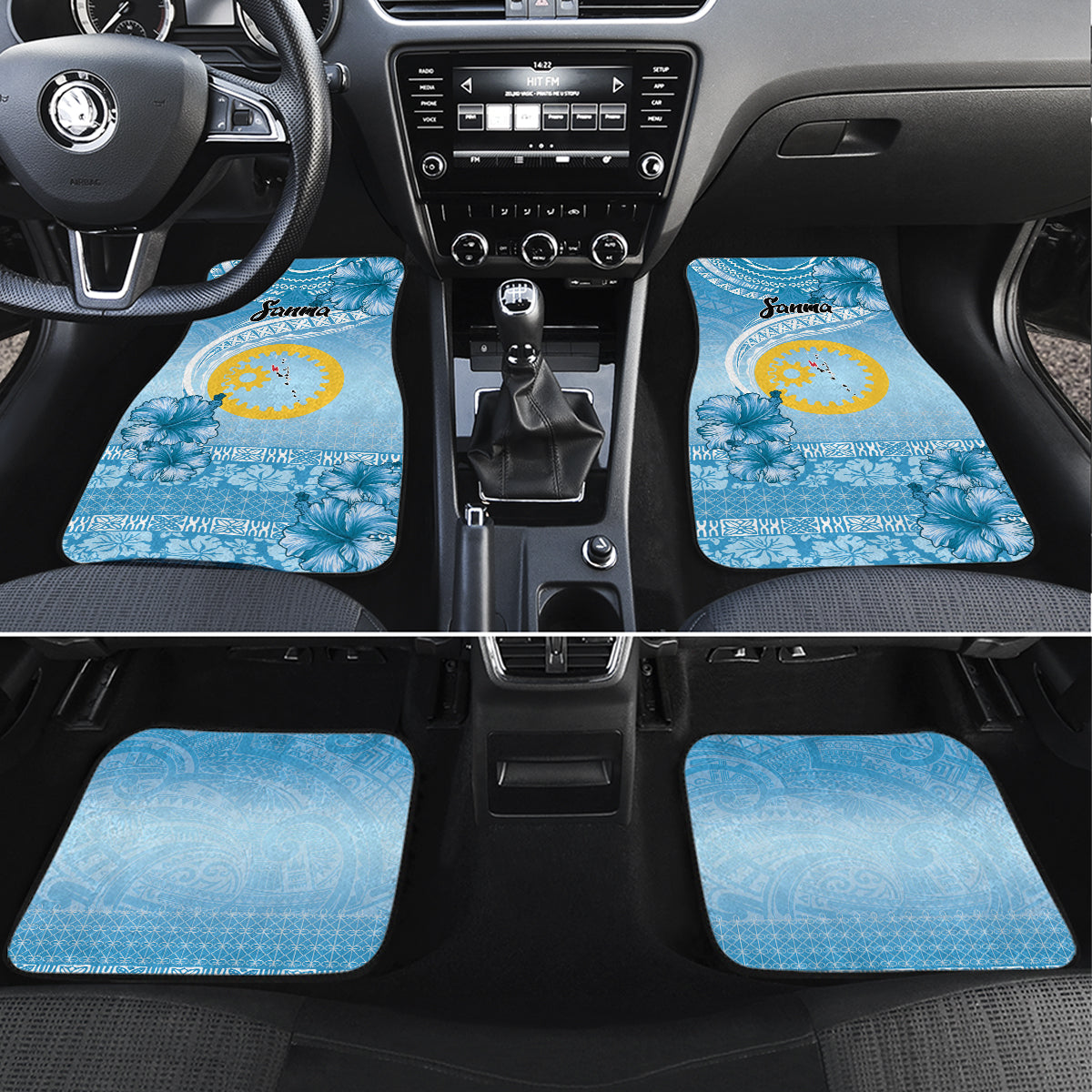 Sanma Vanuatu Car Mats Hibiscus Sand Drawing with Pacific Pattern