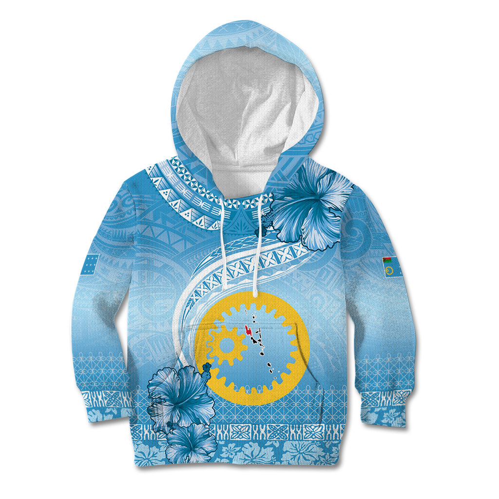 Sanma Vanuatu Kid Hoodie Hibiscus Sand Drawing with Pacific Pattern