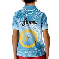 Sanma Vanuatu Kid Polo Shirt Hibiscus Sand Drawing with Pacific Pattern