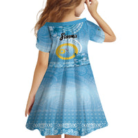 Sanma Vanuatu Kid Short Sleeve Dress Hibiscus Sand Drawing with Pacific Pattern