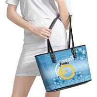 Sanma Vanuatu Leather Tote Bag Hibiscus Sand Drawing with Pacific Pattern LT9 - Polynesian Pride