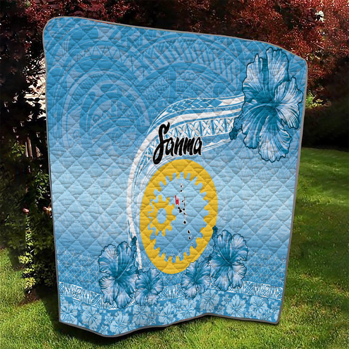 Sanma Vanuatu Quilt Hibiscus Sand Drawing with Pacific Pattern LT9 - Polynesian Pride