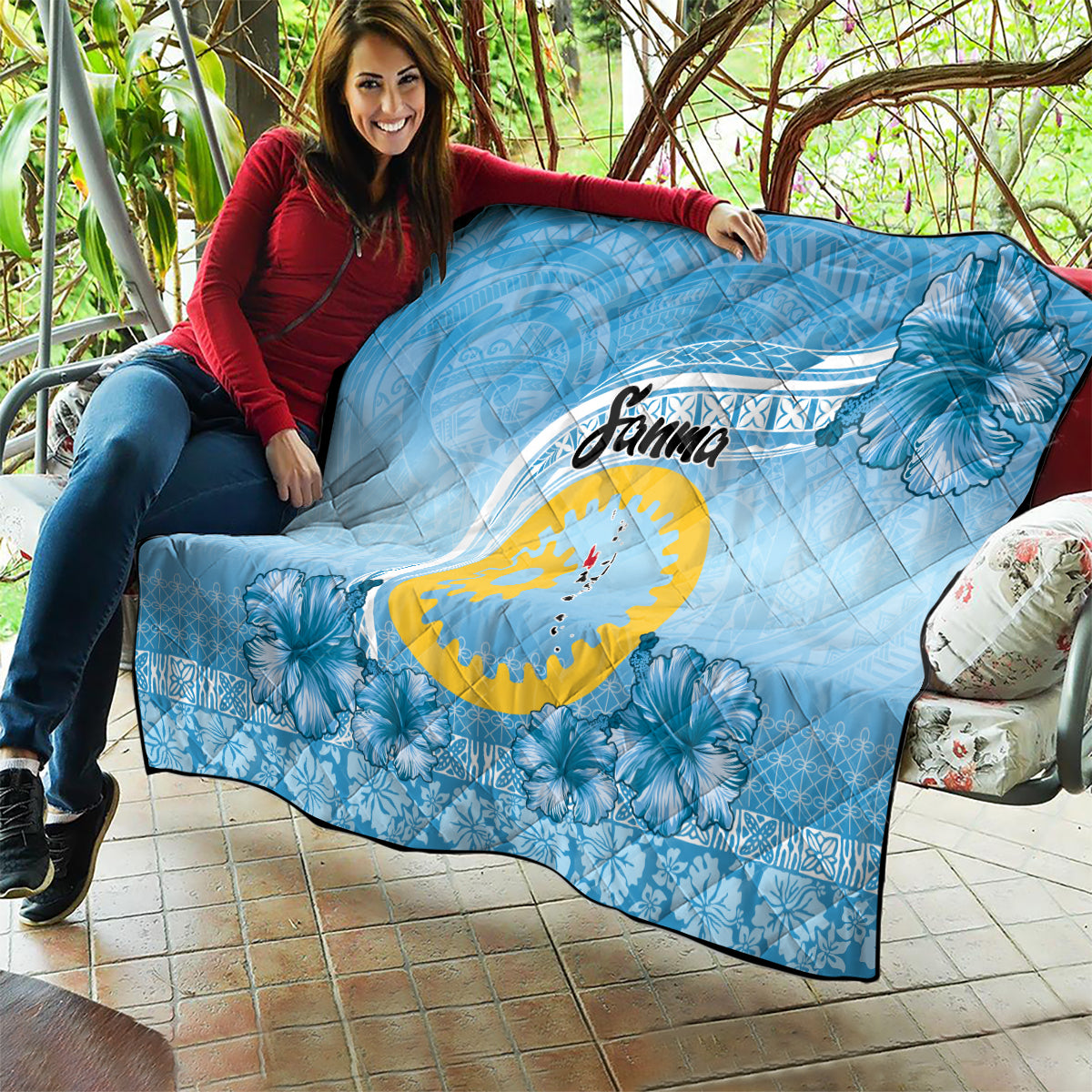 Sanma Vanuatu Quilt Hibiscus Sand Drawing with Pacific Pattern LT9 - Polynesian Pride