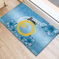 Sanma Vanuatu Rubber Doormat Hibiscus Sand Drawing with Pacific Pattern
