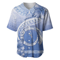 Shefa Vanuatu Baseball Jersey Hibiscus Sand Drawing with Pacific Pattern LT9 Blue Art - Polynesian Pride