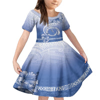 Shefa Vanuatu Family Matching Mermaid Dress and Hawaiian Shirt Hibiscus Sand Drawing with Pacific Pattern LT9 Daughter's Dress Blue Art - Polynesian Pride