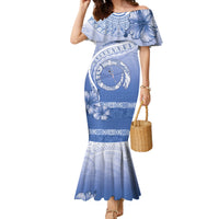 Shefa Vanuatu Family Matching Mermaid Dress and Hawaiian Shirt Hibiscus Sand Drawing with Pacific Pattern LT9 Mom's Dress Blue Art - Polynesian Pride