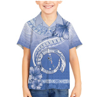 Shefa Vanuatu Family Matching Mermaid Dress and Hawaiian Shirt Hibiscus Sand Drawing with Pacific Pattern LT9 Son's Shirt Blue Art - Polynesian Pride