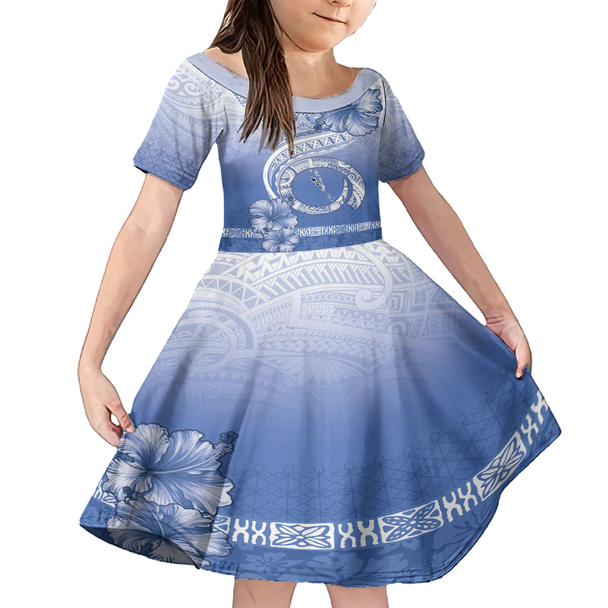 Shefa Vanuatu Family Matching Tank Maxi Dress and Hawaiian Shirt Hibiscus Sand Drawing with Pacific Pattern