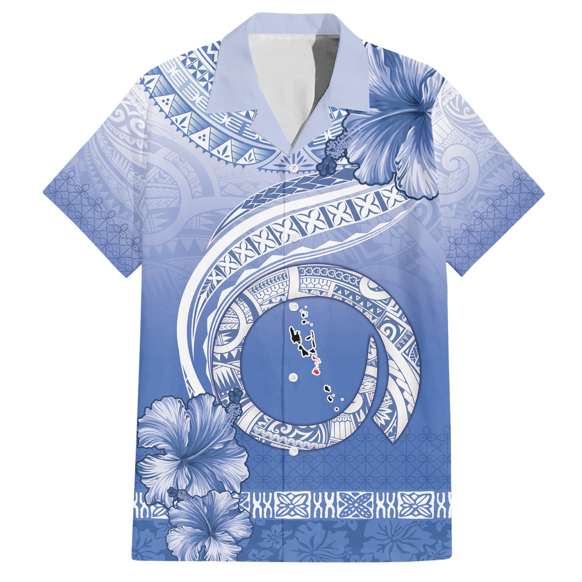 Shefa Vanuatu Hawaiian Shirt Hibiscus Sand Drawing with Pacific Pattern LT9 Blue Art - Polynesian Pride
