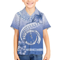 Shefa Vanuatu Kid Hawaiian Shirt Hibiscus Sand Drawing with Pacific Pattern