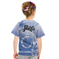 Shefa Vanuatu Kid T Shirt Hibiscus Sand Drawing with Pacific Pattern