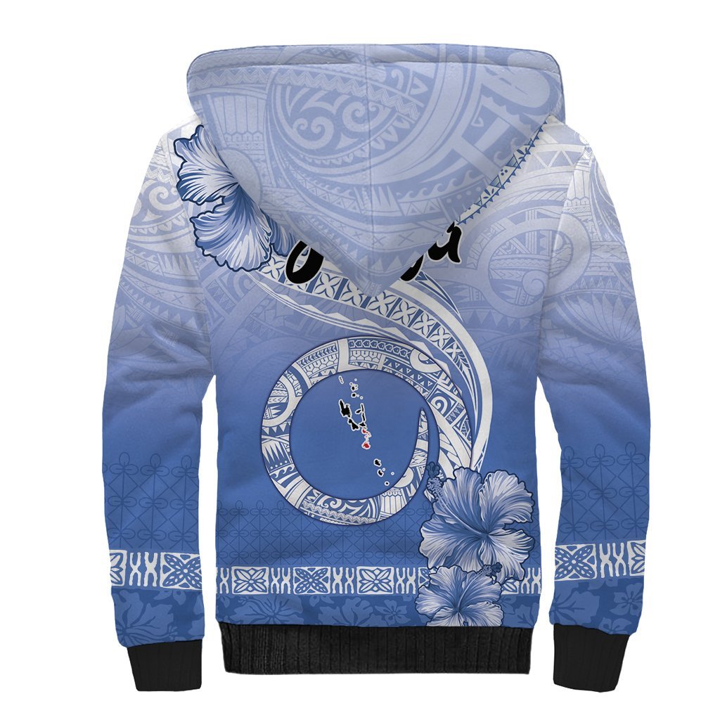 Shefa Vanuatu Sherpa Hoodie Hibiscus Sand Drawing with Pacific Pattern LT9 - Polynesian Pride