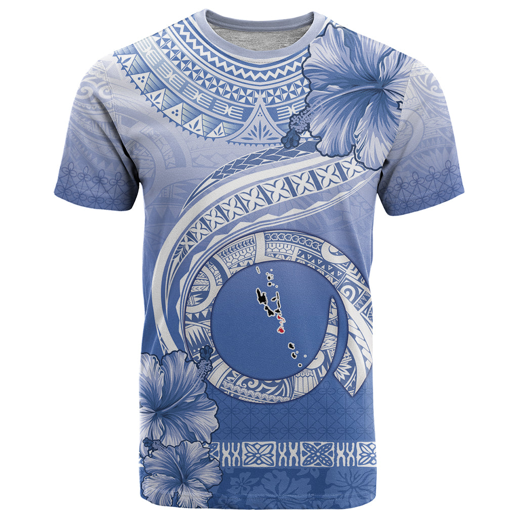 Shefa Vanuatu T Shirt Hibiscus Sand Drawing with Pacific Pattern LT9 Blue Art - Polynesian Pride