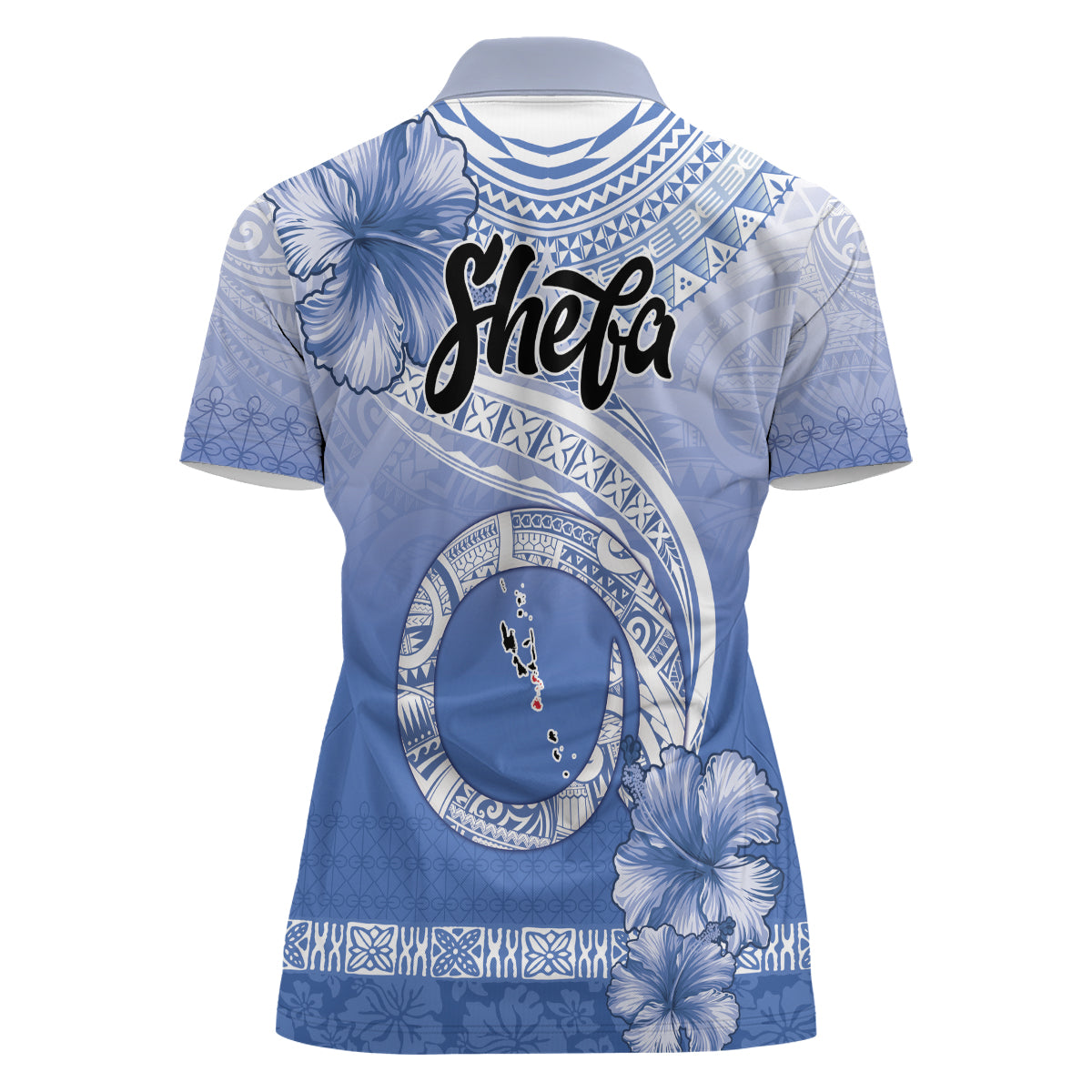 Shefa Vanuatu Women Polo Shirt Hibiscus Sand Drawing with Pacific Pattern