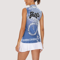 Shefa Vanuatu Women Sleeveless Polo Shirt Hibiscus Sand Drawing with Pacific Pattern LT9 - Polynesian Pride