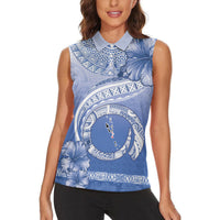 Shefa Vanuatu Women Sleeveless Polo Shirt Hibiscus Sand Drawing with Pacific Pattern LT9 - Polynesian Pride