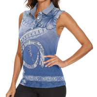 Shefa Vanuatu Women Sleeveless Polo Shirt Hibiscus Sand Drawing with Pacific Pattern LT9 - Polynesian Pride