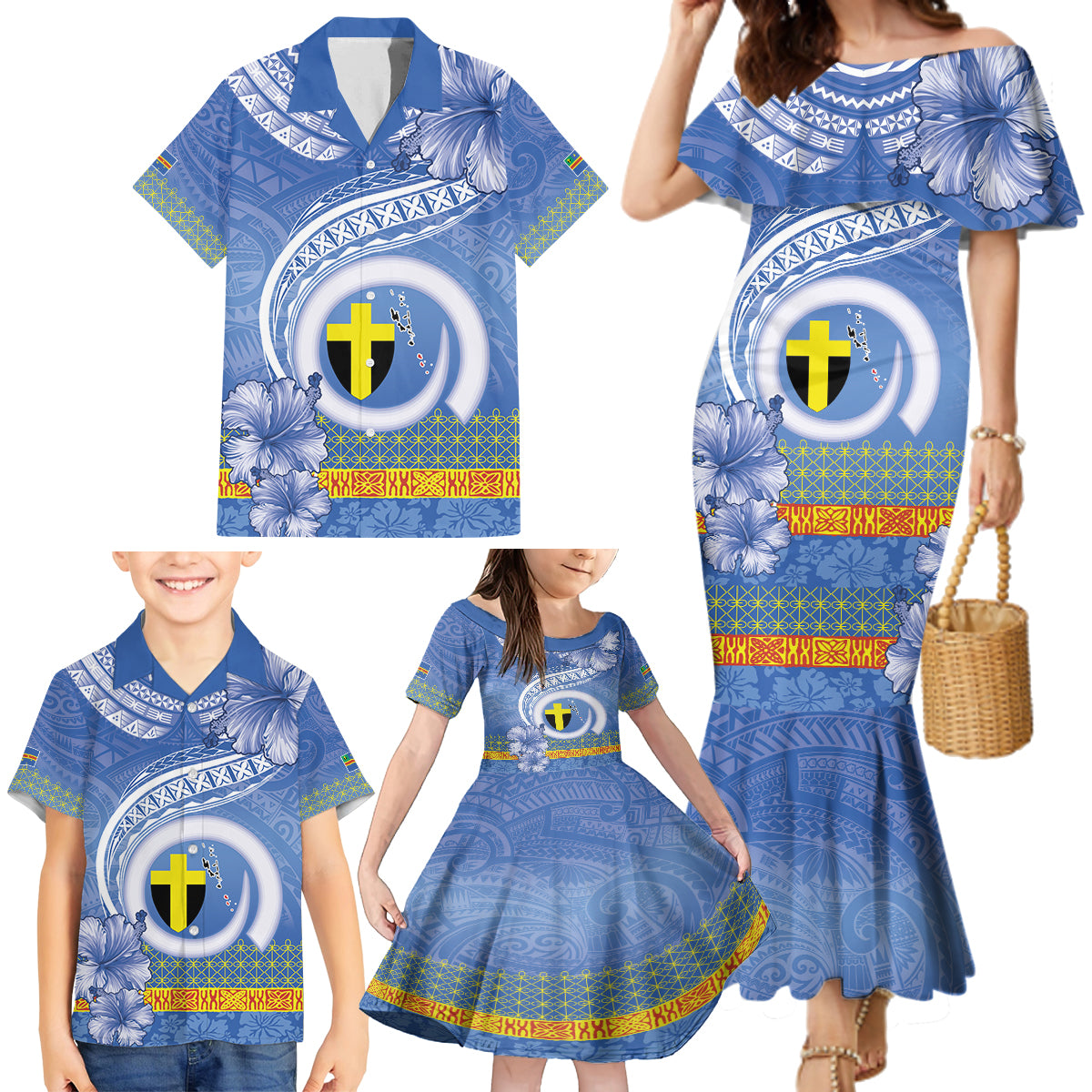 Tafea Vanuatu Family Matching Mermaid Dress and Hawaiian Shirt Hibiscus Sand Drawing with Pacific Pattern LT9 - Polynesian Pride