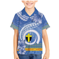 Tafea Vanuatu Family Matching Mermaid Dress and Hawaiian Shirt Hibiscus Sand Drawing with Pacific Pattern LT9 Son's Shirt Blue Art - Polynesian Pride
