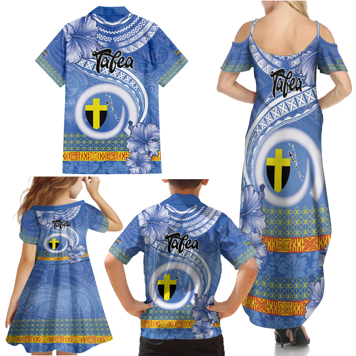 Tafea Vanuatu Family Matching Summer Maxi Dress and Hawaiian Shirt Hibiscus Sand Drawing with Pacific Pattern LT9 - Polynesian Pride