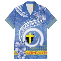 Tafea Vanuatu Family Matching Tank Maxi Dress and Hawaiian Shirt Hibiscus Sand Drawing with Pacific Pattern LT9 Dad's Shirt - Short Sleeve Blue Art - Polynesian Pride