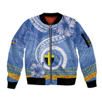 Tafea Vanuatu Sleeve Zip Bomber Jacket Hibiscus Sand Drawing with Pacific Pattern