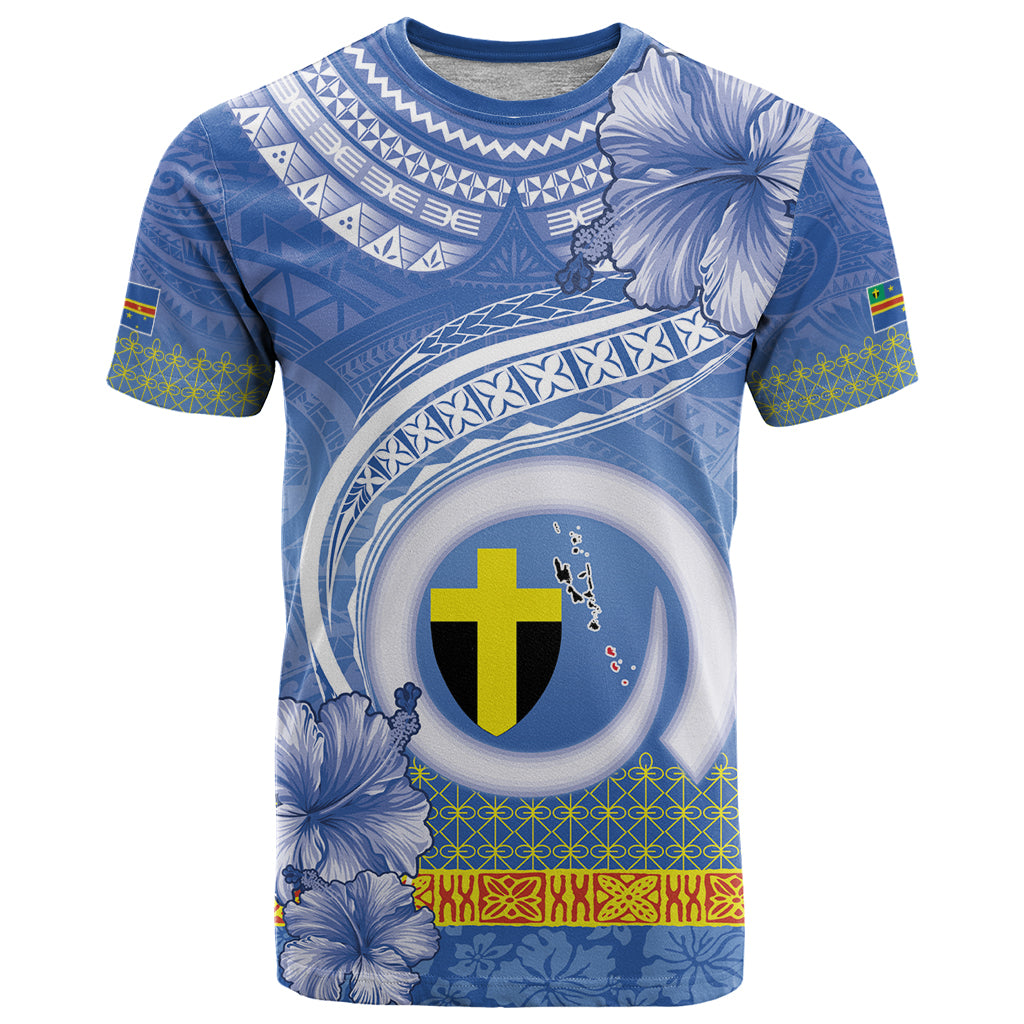 Tafea Vanuatu T Shirt Hibiscus Sand Drawing with Pacific Pattern LT9 Blue Art - Polynesian Pride