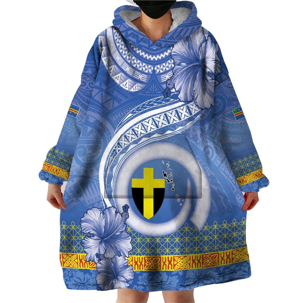 Tafea Vanuatu Wearable Blanket Hoodie Hibiscus Sand Drawing with Pacific Pattern LT9 - Polynesian Pride
