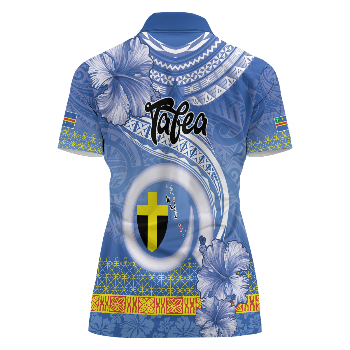 Tafea Vanuatu Women Polo Shirt Hibiscus Sand Drawing with Pacific Pattern