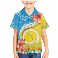 Torba Vanuatu Family Matching Mermaid Dress and Hawaiian Shirt Hibiscus Sand Drawing with Pacific Pattern LT9 Son's Shirt Green Gold - Polynesian Pride