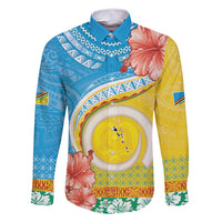 Torba Vanuatu Family Matching Off Shoulder Short Dress and Hawaiian Shirt Hibiscus Sand Drawing with Pacific Pattern