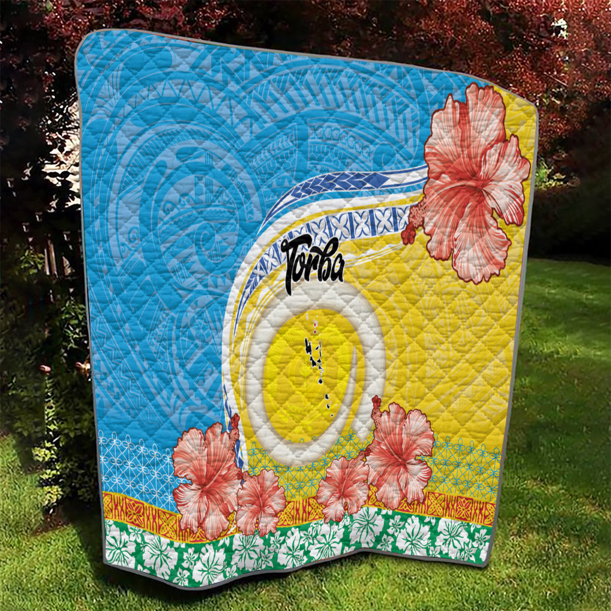 Torba Vanuatu Quilt Hibiscus Sand Drawing with Pacific Pattern LT9 - Polynesian Pride