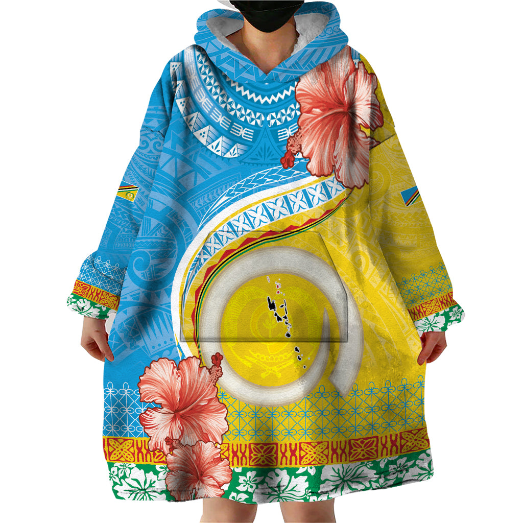 Torba Vanuatu Wearable Blanket Hoodie Hibiscus Sand Drawing with Pacific Pattern LT9 - Polynesian Pride