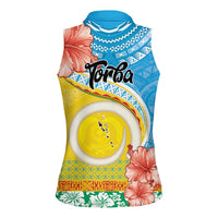 Torba Vanuatu Women Sleeveless Polo Shirt Hibiscus Sand Drawing with Pacific Pattern LT9 - Polynesian Pride